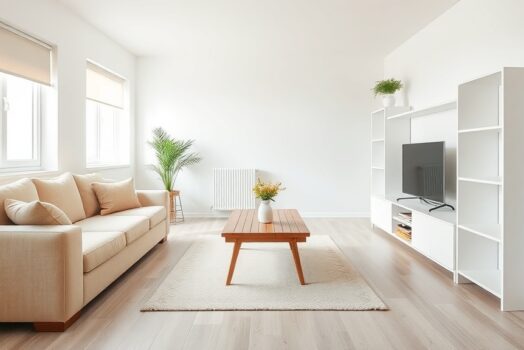 Jak ustawić meble w salonie 20 m² w bloku z wielkiej płyty – sofa, regał KALLAX i stolik LISBON