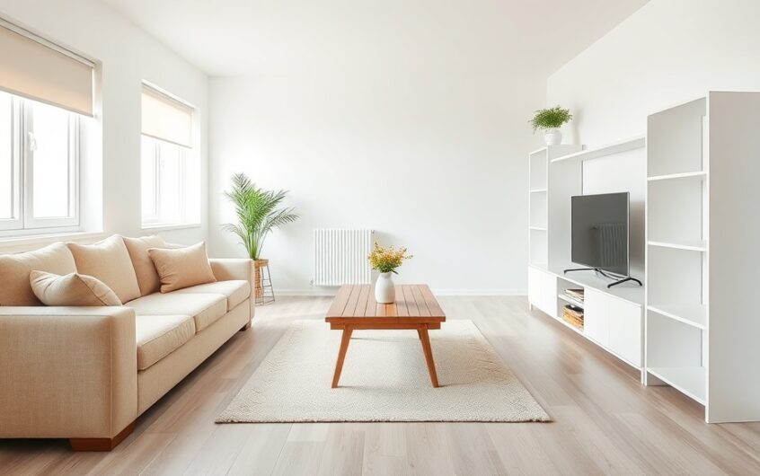 Jak ustawić meble w salonie 20 m² w bloku z wielkiej płyty – sofa, regał KALLAX i stolik LISBON