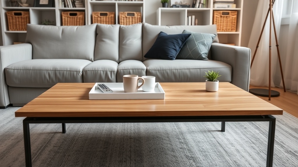 Jak ustawić meble w salonie 20 m² w bloku z wielkiej płyty – sofa, regał KALLAX i stolik LISBON
