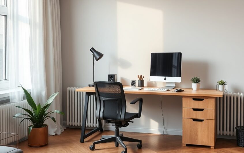 Biurko do home office w mieszkaniu: wymiary, ergonomia i oświetlenie, żeby plecy nie bolały